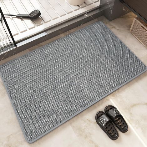 Ultradünne Badematte 40 x 60 cm, rutschfest, super saugfähig, schnelltrocknend und komfortabel, passt unter Türen, Duschen und Waschbecken – Hellgrau (1/5)