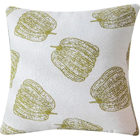 Lot de 2 housses de coussin, velours, motif citrouille, 45x45 cm, fermeture éclair invisible, pour salon et extérieur (1/5)
