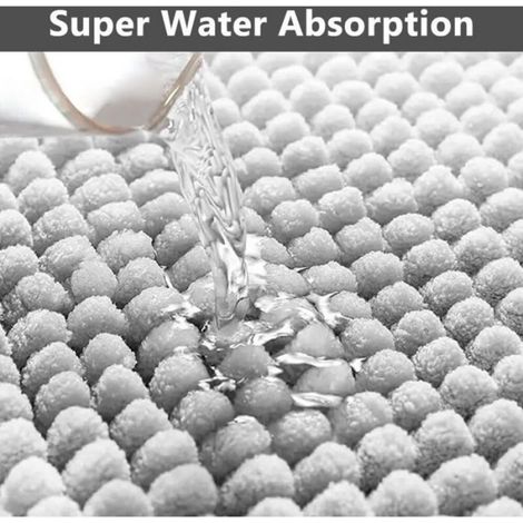 Tapis De Bain - Chenille Microfibre Antidérapant - Salle De Bain Douche Lavabo - 40x60 Cm Gris (1/4)