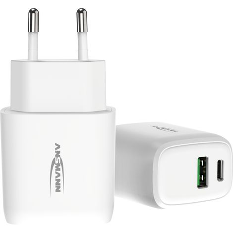 Ansmann HomeCharger HC218PD USB Ladegerät 18 W 1x USB-A, 1x USB-C® USB PD Weiß Innenbereich (1/5)