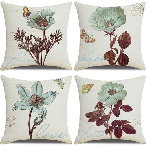 Set mit 4 ultraweichen Kissenbezügen aus Baumwolle und Leinen, 45 x 45 cm, zur Dekoration Ihres Sofas (1/5)
