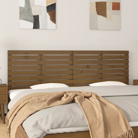 Tête de lit murale-Panneau de lit suspendu Marron miel 206x3x63 cm Bois massif de pin 240155 (1/5)