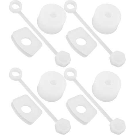 Set mit 4 durchsichtigen, weißen, auslaufsicheren Silikondeckeln für Becher, inklusive Strohhalmdeckel, quadratischem Deckel und rundem Deckel. (1/5)