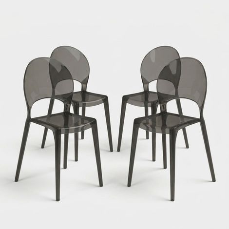 Lot de 4 chaises modernes en polycarbonate pour salle à manger Pop (1/5)