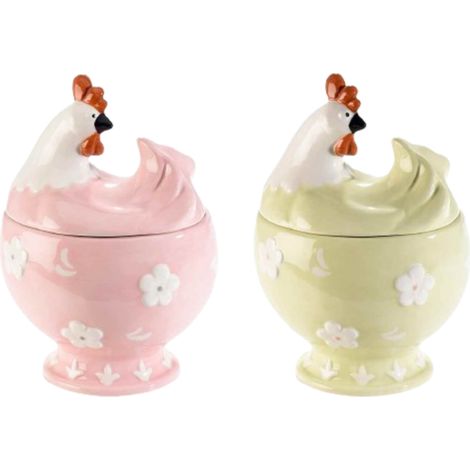 Barattoli per Alimenti in Ceramica a Forma di Galline Set da 2 (1/3)