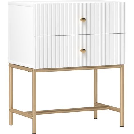 Elegant Two-Drawer Bedside Table - White
