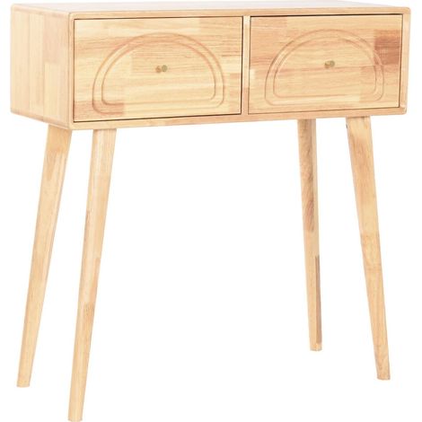 Console d entrée en bois de hevea style scandinave naturel - bois naturel clair chaleureux (1/5)