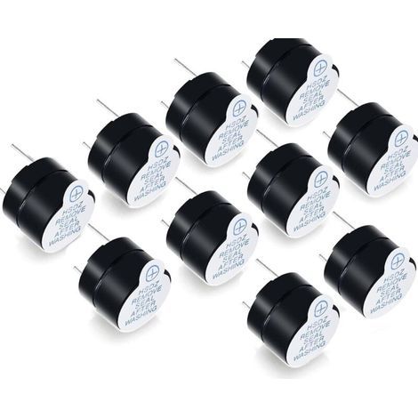 10 schwarze elektronische Alarme, 5V DC aktive Alarme, langlebige piezoelektrische elektronische Alarme für den Dauerbetrieb. (1/4)