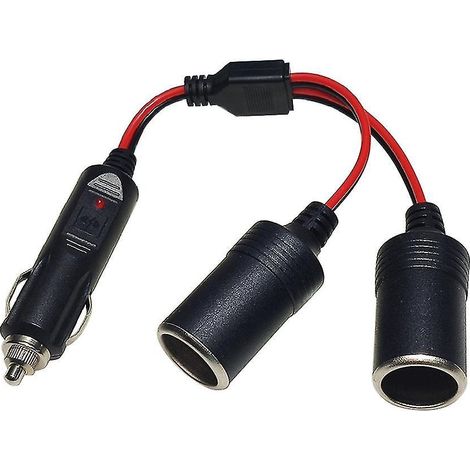 Rallonge allume-cigare pour voiture avec 10 fusibles, 1 entrée, 2 sorties, câble d'alimentation (1/4)