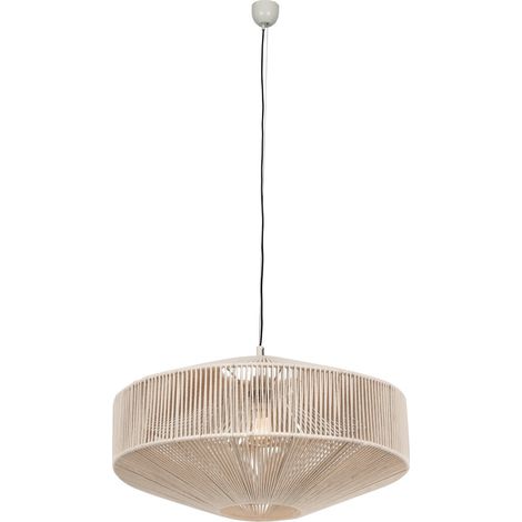 Lampada a sospensione boho beige cotone 61cm E27 Trio (1/5)