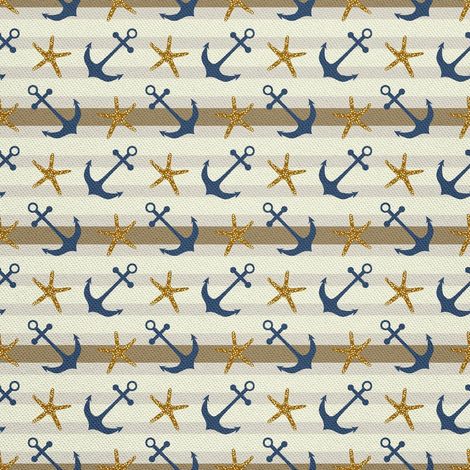 Tissu d'extérieur décoratif Oxford - motif ancre et étoile de mer 2 I DX663 (1/5)
