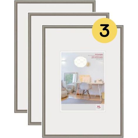 cadre photo acier 29,7 x 42 cm (DIN A3) avec verre d’art 3 pack, cadre en plastique KVX342D3 (1/5)
