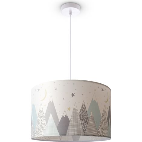 Paco Home Lampada A Soffitto Sospensione Cameretta Dei Bambini Vigili Del Fuoco Strada Polizia E27 Luce a sospensione - Bianca, Design 7 (Ø45,5 cm) (1/4)