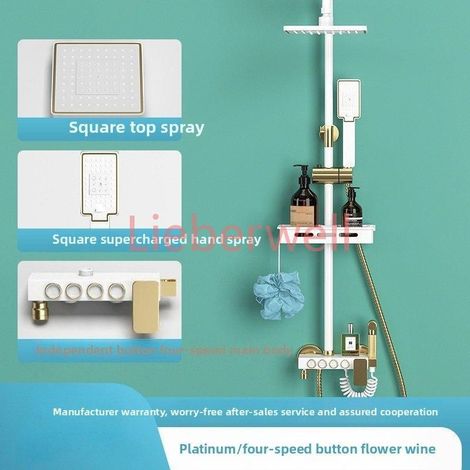 B25041501 LIEBERWELL Grey Complete Shower Column Set with Pressurized Top Spray, Modern Bathroom Shower System, Brass, Round, Model (1/5)