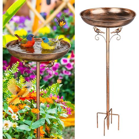 Mangeoire Oiseaux Exterieur sur Pied, Abreuvoir Oiseaux, Oiseaux Exterieur sur Pied, Bassin Décoratif Résistant Hiver pour Oiseaux Sauvages, Terrasse et Balcon, Jardin, pelouse (1/5)