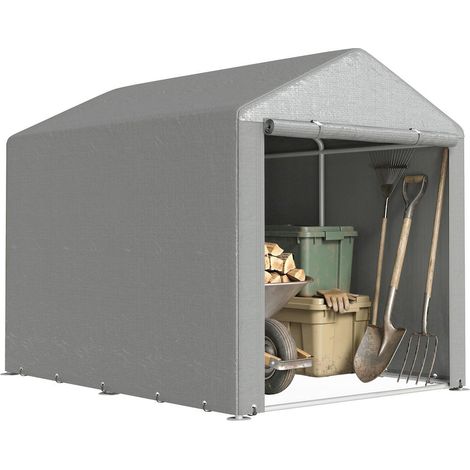 Pour Jardin et Extérieur Protégez Vélo et Moto Abri Rangement Tente Garage Porte Zippée 1.6x2m Gris Clair (1/5)