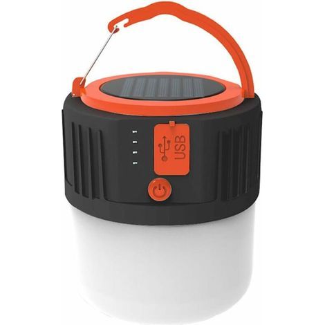 LED-Campinglaterne, solarbetriebene, wasserdichte und tragbare Taschenlampe mit USB-Anschluss – 5 Leuchtmodi – geeignet für Zelte, Notfälle und Stromausfälle (1/5)