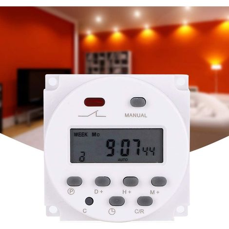 Minuterie hebdomadaire 12 V 16 A avec grand écran LCD pour un (1/4)