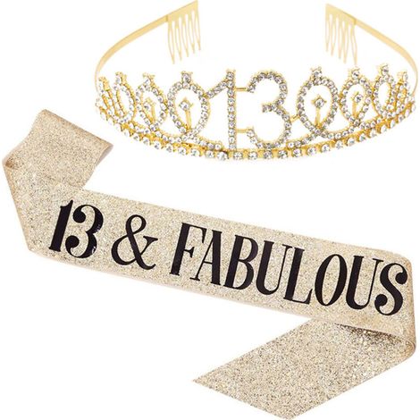 Ensemble couronne et bandoulière pour fête d'anniversaire (10, 13, 18, 21, 30, 40, 50, 60, 70, 80 ans) (1/5)