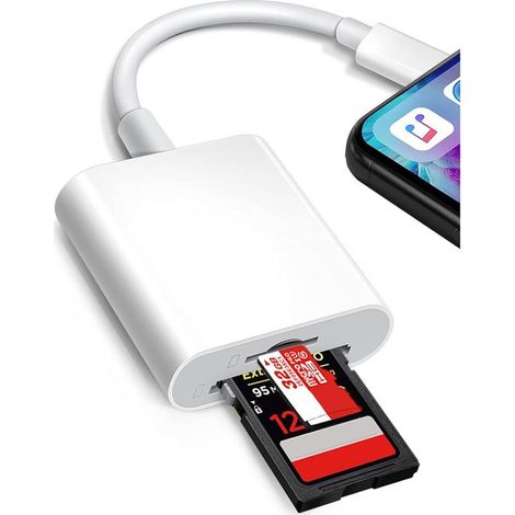 [Apple MFi-zertifiziert] SD-Kartenleser für iPhone/iPad, Lightning-SD-Kartenadapter, Speicherkartenleser für iPhone mit zwei Micro-SD/SD-Steckplätzen, Speicherkartenadapter (1/5)