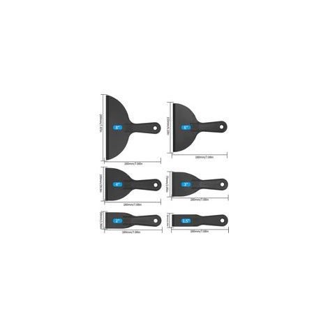 BRAVIX 6 Pièces Couteau à Mastic, Spatules Plastique, Outil de Grattoir de Peinture pour Décalcomanies, Papier Peint, Pâtisserie Voiture - 1.5/2/3/4/6/8 Pouces