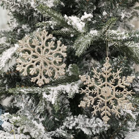 40 Stück Weihnachts-Glitzerpuder-Schneeflocken-Anhänger, bunte Schneeflocken-Ornamente, Weihnachtsbaum-Hängedekoration, Partydekoration (1/4)