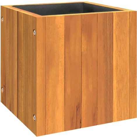 Pot de fleurs en bois d'acacia massif de 25 x 25 x 25 cm