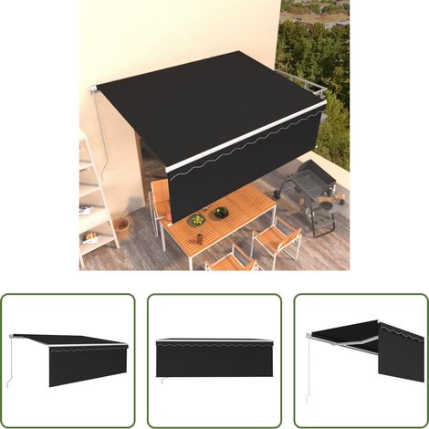 Markise Anthrazit -  Markise Manuell Einziehbar mit Rollo 4x3 m Anthrazit (1/5)