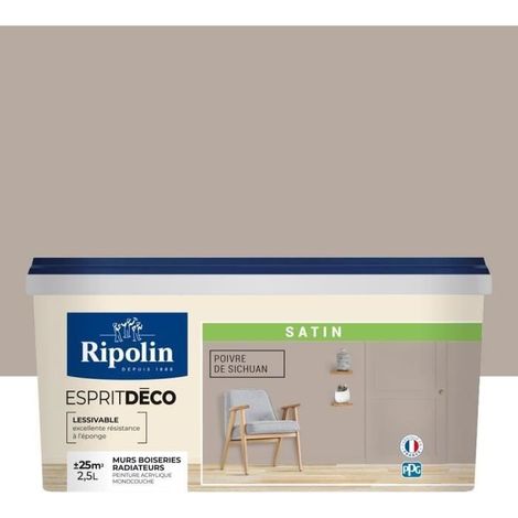 RIPOLIN Pintura mural para todas las habitaciones - Pimienta de Sichuan satinado - 2,5 L (1/4)