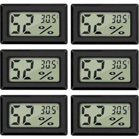 Portable LCD digital thermometer hygrometer – 6 pieces, measures -50 to 70 °C and 10 to 99% RH, compact and accurate (1/5)