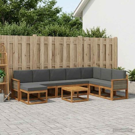vidaXL Outdoor-Sofagarnitur mit Kissen 9 pcs Natur und Anthrazit (1/5)