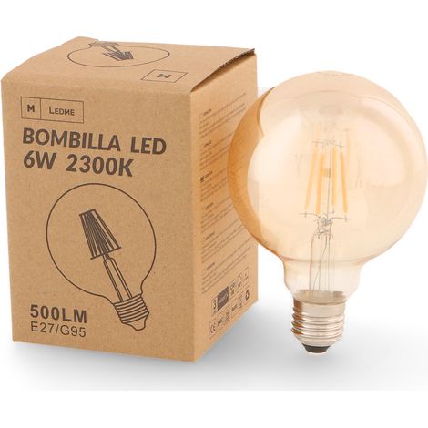 Ampoule LED à Filament E27 G95 6W Ambre 2300K - Ledme - LM8559 (1/2)