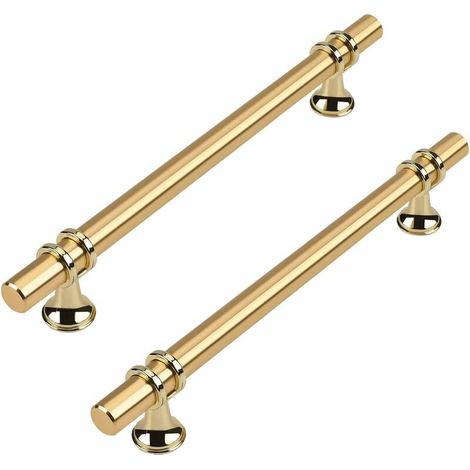 Ensemble de 6 poignées de meubles, poignées de cuisine dorées - poignées de cuisine dorées en alliage de zinc, poignées de tiroir avec entraxe de 192 mm (1/5)