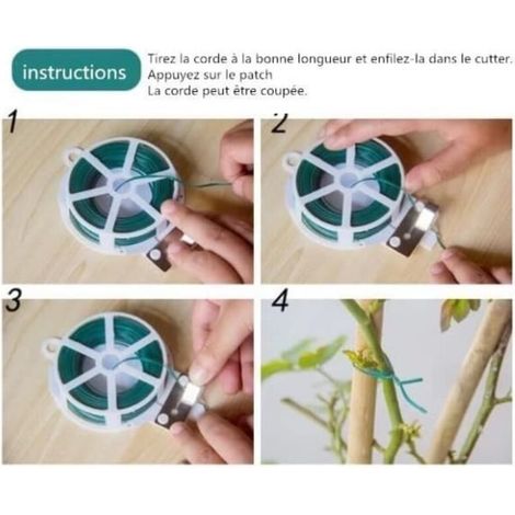 100 m grüner Gartendraht – 2 Rollen Pflanzenbinder, wiederverwendbare Binder mit Drahtschneider (1/3)