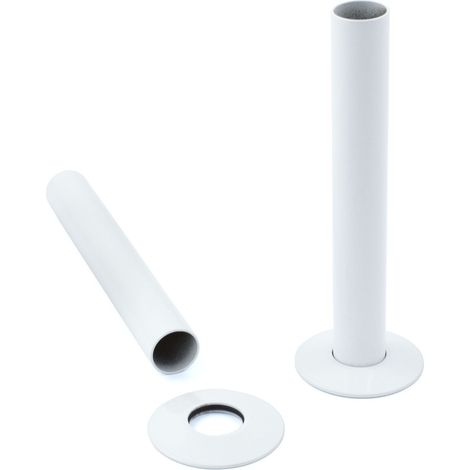 180mm Radiator Valve Pipes and Collars Easy Fit Packs Plumbing Tubes Brass White
