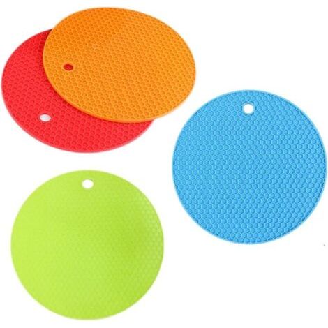 Dessous de plat ronds en silicone résistant à la chaleur, sets de table en nid d'abeille pour cuisine et salle à manger, lot (1/5)