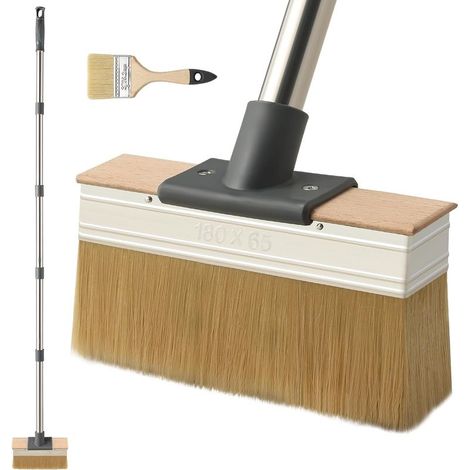 Flat Brush with Long Handle (150 cm), Spalter, Wide Paint Brushes with Thick Bristles, Outdoor Wood Stain Terrace Brush, Wood Saturating Brush, Apply Oil and Dye (1/5)