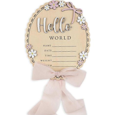 Panneau d'annonce de naissance - Plaque en bois avec nom pour séance photo, baby shower, annonce de naissance à l'hôpital (1/5)