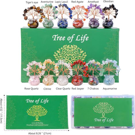 Árbol de cristal natural, juego de 12 colores, adornado con alambre de cobre – Árbol de cristal (2,42,45,5) (1/5)