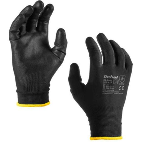2 Paires Gants de travail taille 8 Noir, gants de protection Gants En Nylon enduits de nitrile