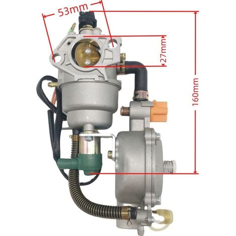 Carburateur pour groupe électrogène bicarburant compatible avec les systèmes essence/GPL GX390, GX340 et 188F (5-8 kW, référence 505-037).