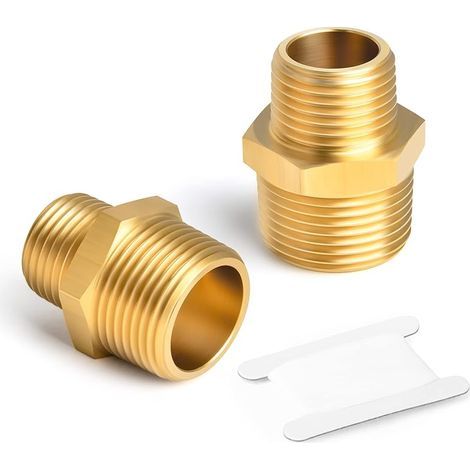 2 pièces raccord de tuyauterie en laiton, raccord hexagonal réducteur, connecteur coupleur BSP mâle 1/2" x 3/8" pour eau/huile/gaz (1/5)
