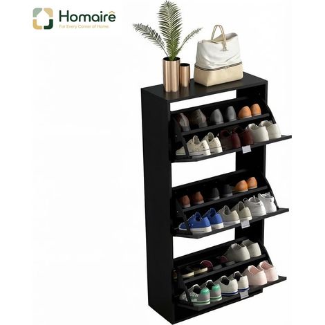Meuble de rangement noir bois 60 x 26 x 124 cm HOMAIRE (1/5)