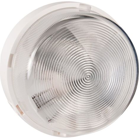 Hublot rond 70W – Diffuseur en verre trempé strié – IP 44 – Douille E27 – Montage rapide pour plafonnier ou applique murale – Sarlam (1/5)