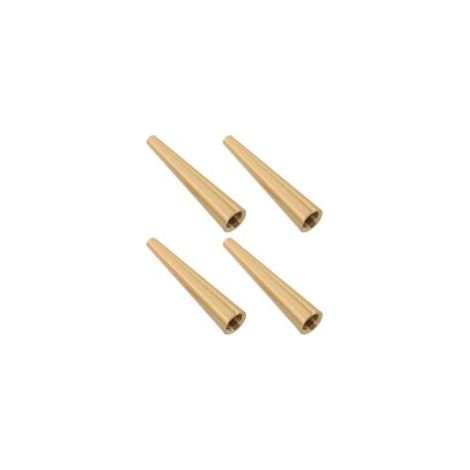 4 patas cónicas de latón de 60 mm con base de madera. Elevadores de muebles resistentes. Patas doradas para bandejas de servir y joyeros. Soporte estable para mesas y decoración - Crezuo