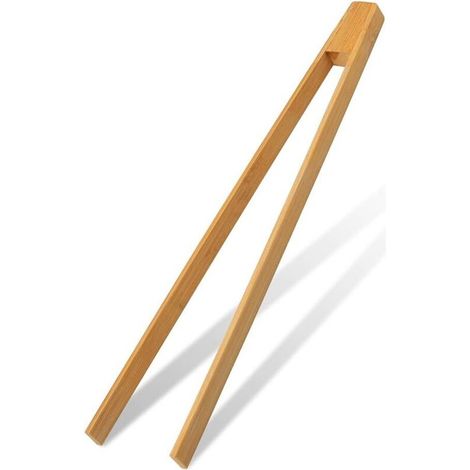 Pince de cuisine en bambou, 30 cm, pince à grille-pain antiadhésive écologique pour la cuisson de toasts, de pain, de buffet de barbecue