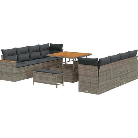 Maison Exclusive - Set Divano da Giardino con cuscino 12 pcs Grigio polyrattan