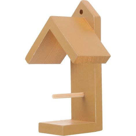Mangeoire à oiseaux en forme de maison, outil d'alimentation extérieur, marron clair, design durable, 1 pièce (1/5)