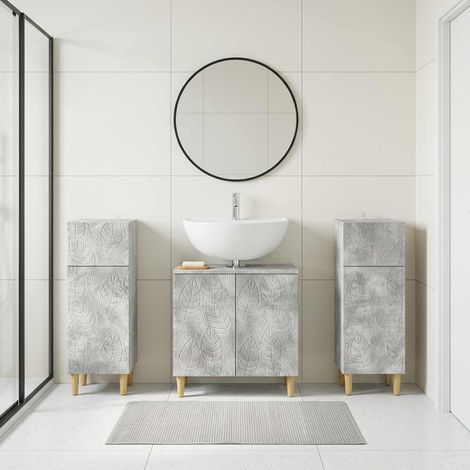 vidaXL 3 Piece Bathroom Cabinet Set DELFT Concrete Grey (1/5)
