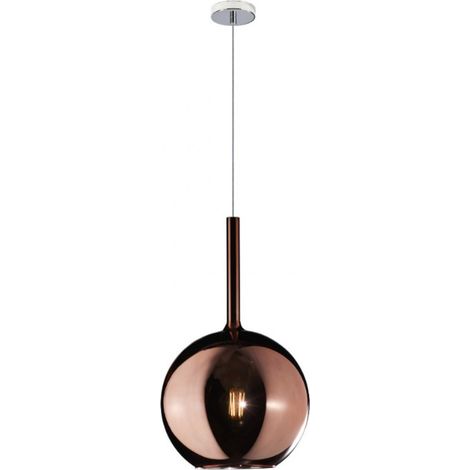 Lampadario moderno top light future 1155cr sg e27 led vetro pirex soffiato sospensione, vetro rame